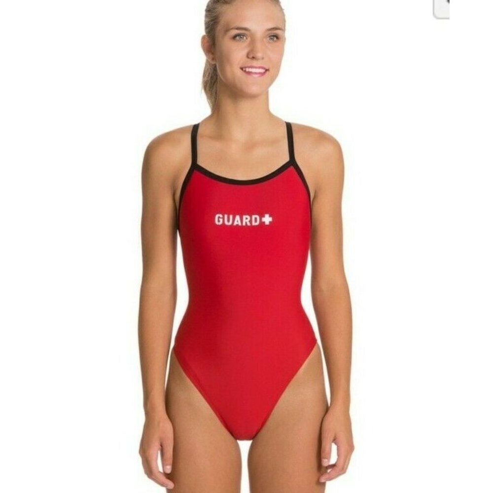 Sporti Guard Piped Thin Strap One Piece Swimsuit sz36
